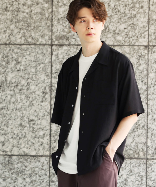 JUNRED（ジュンレッド）の「【ビッグシルエット】オータムドライ開襟シャツ（シャツ/ブラウス・メンズ・ブラック/ベージュ/ブルー/ピンク系その他2・S/M/L）」の14枚目の写真