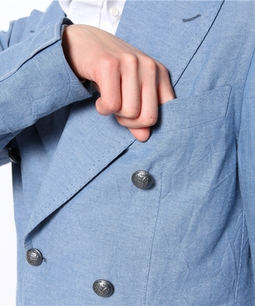 BRILLA per il gusto(ブリッラペルイルグースト)の「○Brilla per il gusto / ダブル6ボタンシャンブレー(テーラードジャケット・メンズ・ブルー・44/48)」の4枚目の写真