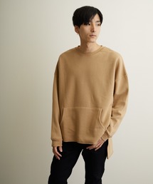 【Bl】【ISLAND PEAK】パイル裏起毛BIGスリットクルーネック