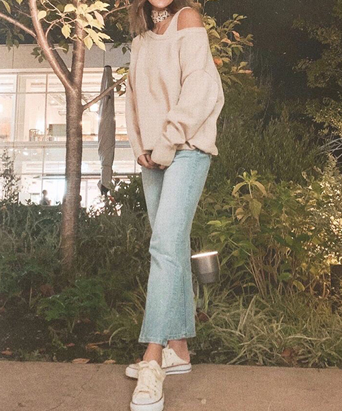 AZUL by moussy（アズールバイマウジー）の「2WAY KNIT SET TOPS/2WAYニットセットトップス（ニット/セーター・レディース・ベージュ/ダークグリーン/ブラック/オフホワイト・MEDIUM/SMALL）」の7枚目の写真