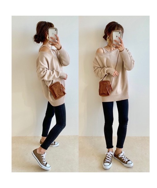 AZUL by moussy（アズールバイマウジー）の「2WAY KNIT SET TOPS/2WAYニットセットトップス（ニット/セーター・レディース・ベージュ/ダークグリーン/ブラック/オフホワイト・MEDIUM/SMALL）」の11枚目の写真