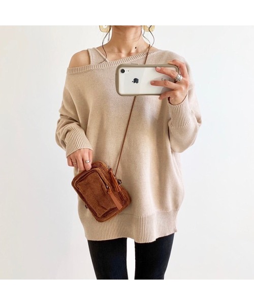 AZUL by moussy（アズールバイマウジー）の「2WAY KNIT SET TOPS/2WAYニットセットトップス（ニット/セーター・レディース・ベージュ/ダークグリーン/ブラック/オフホワイト・MEDIUM/SMALL）」の12枚目の写真