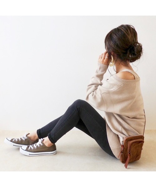 AZUL by moussy（アズールバイマウジー）の「2WAY KNIT SET TOPS/2WAYニットセットトップス（ニット/セーター・レディース・ベージュ/ダークグリーン/ブラック/オフホワイト・MEDIUM/SMALL）」の13枚目の写真