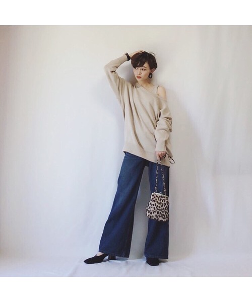 AZUL by moussy（アズールバイマウジー）の「2WAY KNIT SET TOPS/2WAYニットセットトップス（ニット/セーター・レディース・ベージュ/ダークグリーン/ブラック/オフホワイト・MEDIUM/SMALL）」の14枚目の写真