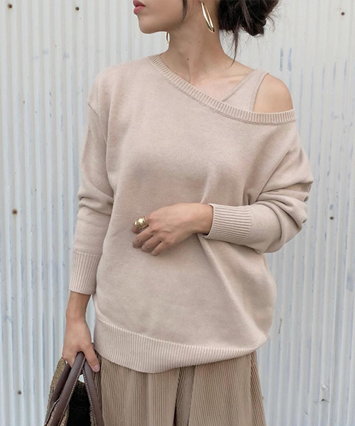 AZUL by moussy（アズールバイマウジー）の「2WAY KNIT SET TOPS/2WAYニットセットトップス（ニット/セーター・レディース・ベージュ/ダークグリーン/ブラック/オフホワイト・MEDIUM/SMALL）」の19枚目の写真