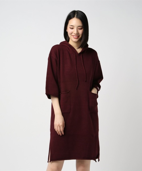And A(アンドエー)の「Lee リー / KNIT HOODIE DRESS ニットパーカーワンピース / LT2758(ワンピース・レディース・ベージュ/グリーン/ワイン・SMALL/MEDIUM)」の3枚目の写真