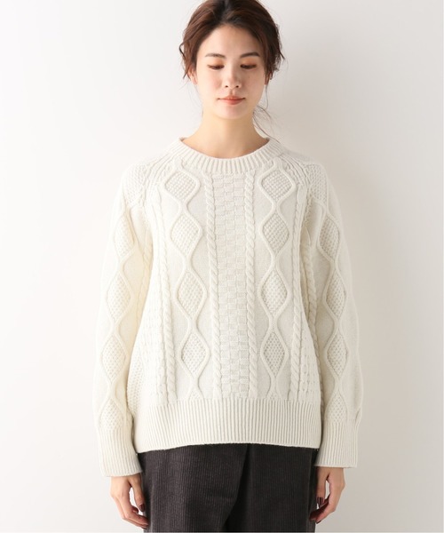  TIDES for LessageアランニットPO 定価19800円 18200 サイズ34 ニット アイボリー アイランドタイド 3-0104T 209190 ISLAND TIDES for LessageアランニットPO 定価19800円 18200