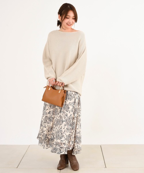 DouDou(ドゥドゥ)の「ジャガード花柄プリントスカート(スカート・レディース・ホワイト/ピンク・38/36)」の3枚目の写真