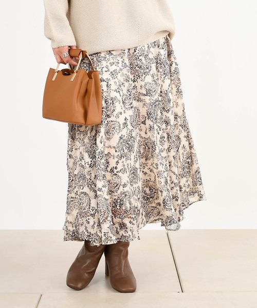 DouDou(ドゥドゥ)の「ジャガード花柄プリントスカート(スカート・レディース・ホワイト/ピンク・38/36)」の10枚目の写真