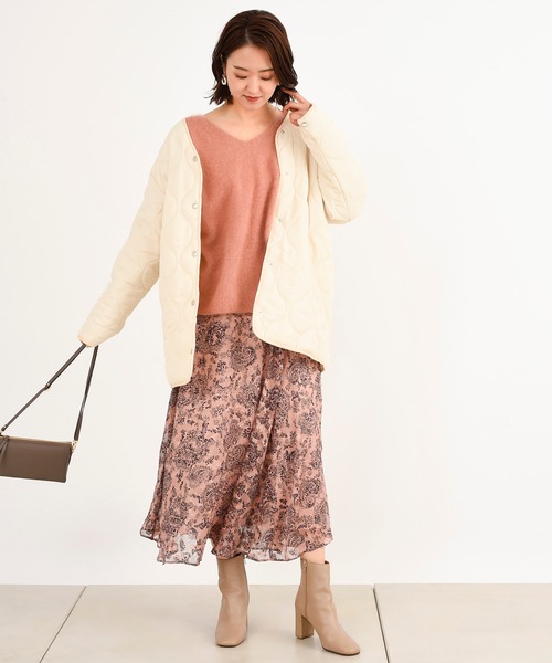 DouDou(ドゥドゥ)の「ジャガード花柄プリントスカート(スカート・レディース・ホワイト/ピンク・38/36)」の18枚目の写真