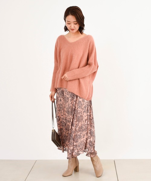 DouDou(ドゥドゥ)の「ジャガード花柄プリントスカート(スカート・レディース・ホワイト/ピンク・38/36)」の11枚目の写真