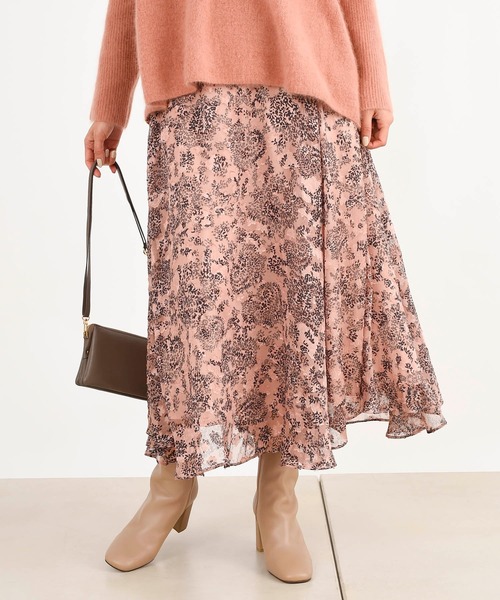 DouDou(ドゥドゥ)の「ジャガード花柄プリントスカート(スカート・レディース・ホワイト/ピンク・38/36)」の19枚目の写真