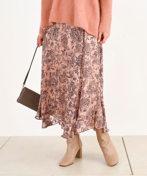 DouDou(ドゥドゥ)の「ジャガード花柄プリントスカート(スカート・レディース・ホワイト/ピンク・38/36)」の8枚目の写真