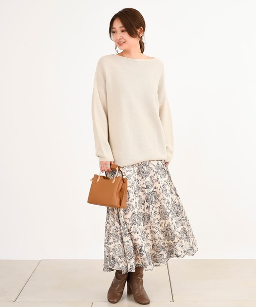 DouDou(ドゥドゥ)の「ジャガード花柄プリントスカート(スカート・レディース・ホワイト/ピンク・38/36)」の9枚目の写真