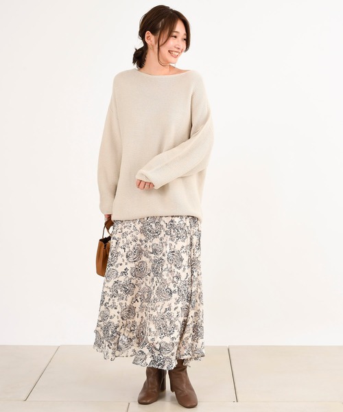 DouDou(ドゥドゥ)の「ジャガード花柄プリントスカート(スカート・レディース・ホワイト/ピンク・38/36)」の13枚目の写真