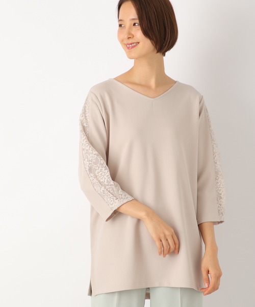 LEPSIM(レプシィム)の「レースキリカエチュニック 871871(Tシャツ/カットソー・レディース・ネイビー/グリーン/グレイッシュベージュ・MEDIUM/LARGE)」の2枚目の写真