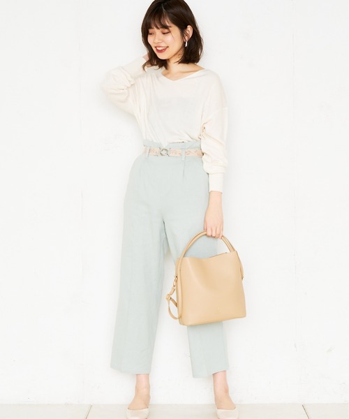 natural couture(ナチュラルクチュール)の「カシミアタッチVネックプルオーバー(ニット/セーター・レディース・サックスブルー/イエロー/ピンク/ミント/アイボリー/ネイビー・FREE)」の7枚目の写真