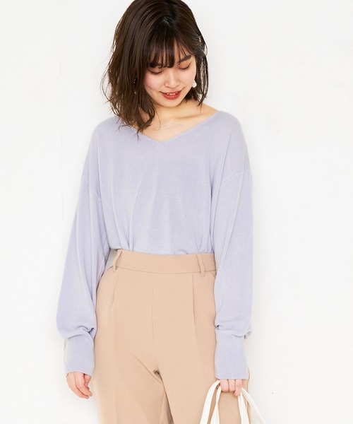 natural couture(ナチュラルクチュール)の「カシミアタッチVネックプルオーバー(ニット/セーター・レディース・サックスブルー/イエロー/ピンク/ミント/アイボリー/ネイビー・FREE)」の22枚目の写真