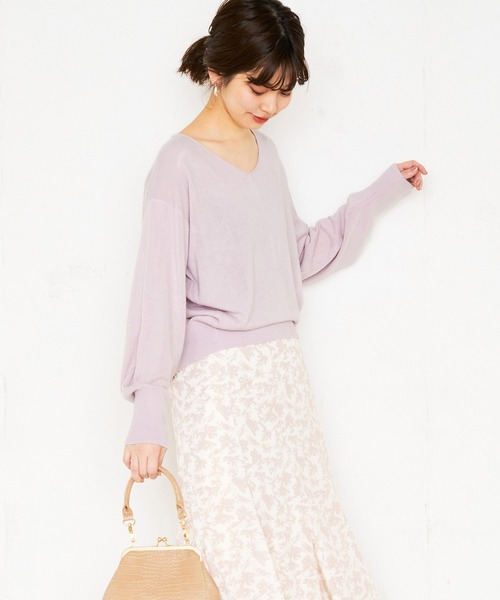 natural couture(ナチュラルクチュール)の「カシミアタッチVネックプルオーバー(ニット/セーター・レディース・サックスブルー/イエロー/ピンク/ミント/アイボリー/ネイビー・FREE)」の9枚目の写真