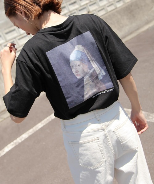 ZIP FIVE（ジップファイブ）の「【ZIP FIVE】バックプリントアート絵画半袖Tシャツ（Tシャツ/カットソー・レディース・ブラック系2/ベージュ系/ベージュ系2/ブラック/ホワイト系2/ブラック系/ホワイト系/ベージュ/ホワイト/ベージュ系1/ブラック系1/ホワイト系1・MEDIUM/X-LARGE/LARGE）」の7枚目の写真