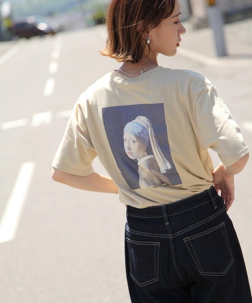 ZIP FIVE（ジップファイブ）の「【ZIP FIVE】バックプリントアート絵画半袖Tシャツ（Tシャツ/カットソー・レディース・ブラック系2/ベージュ系/ベージュ系2/ブラック/ホワイト系2/ブラック系/ホワイト系/ベージュ/ホワイト/ベージュ系1/ブラック系1/ホワイト系1・MEDIUM/X-LARGE/LARGE）」の10枚目の写真