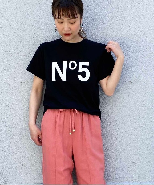 PICCIN（ピッチン）の「No.5プリントTシャツ（Tシャツ/カットソー・レディース・ホワイト/ライトグレー/ブラック/ピンクベージュ/オフホワイト・M）」の4枚目の写真