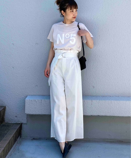 PICCIN（ピッチン）の「No.5プリントTシャツ（Tシャツ/カットソー・レディース・ホワイト/ライトグレー/ブラック/ピンクベージュ/オフホワイト・M）」の14枚目の写真