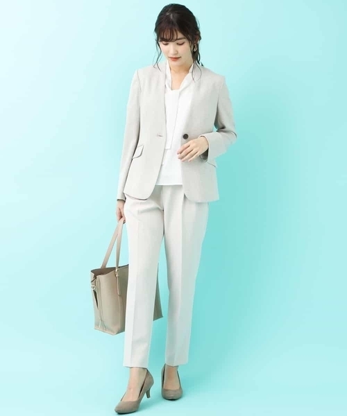 a.v.v（アーヴェヴェ）の「【洗える】Ｖネックジャケット（その他アウター・レディース・アイボリー/ライトグレー・34/36/38/40/42）」の8枚目の写真