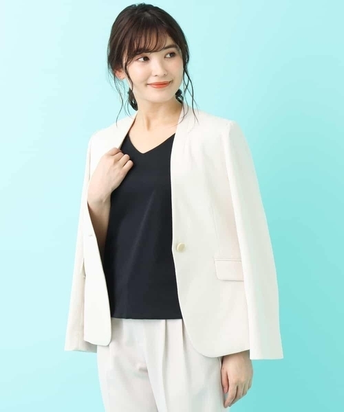 a.v.v（アーヴェヴェ）の「【洗える】Ｖネックジャケット（その他アウター・レディース・アイボリー/ライトグレー・34/36/38/40/42）」の20枚目の写真