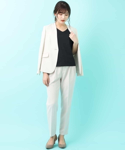 a.v.v（アーヴェヴェ）の「【洗える】Ｖネックジャケット（その他アウター・レディース・アイボリー/ライトグレー・34/36/38/40/42）」の21枚目の写真