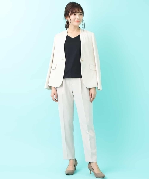 a.v.v（アーヴェヴェ）の「【洗える】Ｖネックジャケット（その他アウター・レディース・アイボリー/ライトグレー・34/36/38/40/42）」の22枚目の写真