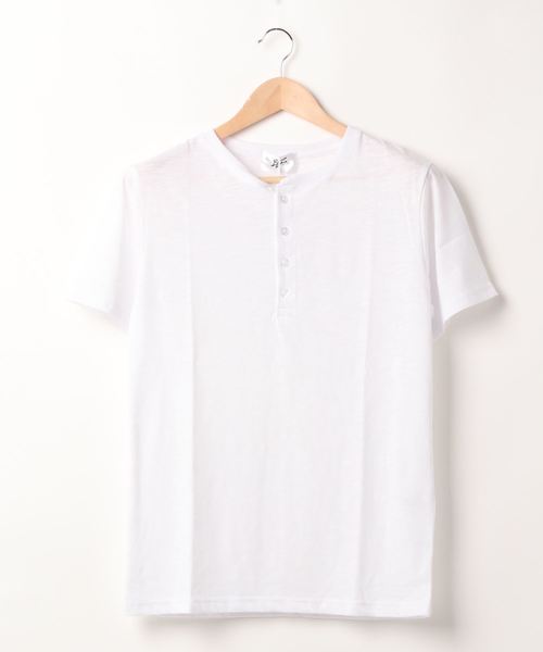 NO WAY(ノーウェイ)の「/スラブ天竺ヘンリーネックTシャツ/(Tシャツ/カットソー・レディース・ホワイト/ブラック/ネイビー/グレー/ピンク・MEDIUM/LARGE/X-LARGE)」の2枚目の写真