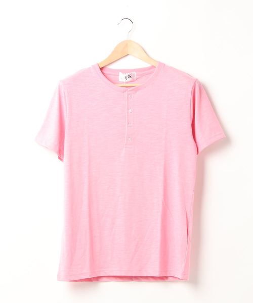 NO WAY(ノーウェイ)の「/スラブ天竺ヘンリーネックTシャツ/(Tシャツ/カットソー・レディース・ホワイト/ブラック/ネイビー/グレー/ピンク・MEDIUM/LARGE/X-LARGE)」の1枚目の写真