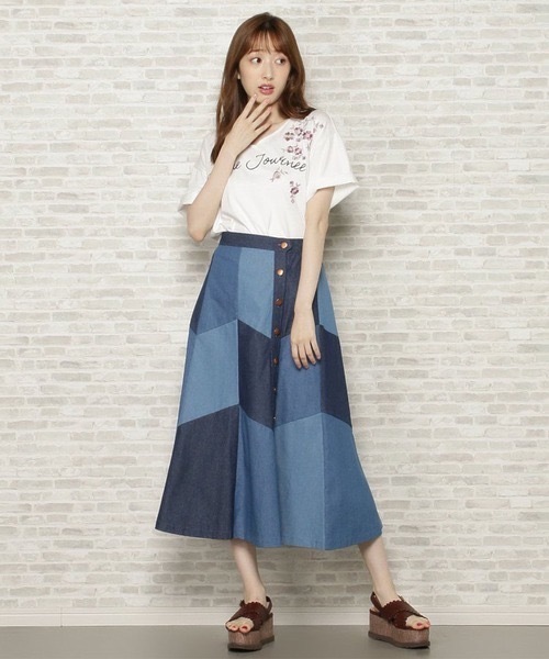 WILLSELECTION❤︎大人可愛い8枚ハギレースmixスカート WILLSELECTION（ウィルセレクション）の「【WEB限定】デニム