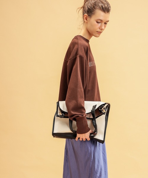 natural couture(ナチュラルクチュール)の「バイカラートートバッグ(トートバッグ・レディース・モカ/オフホワイト/アイボリー・FREE)」の3枚目の写真