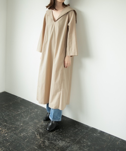 ワンピース yu YURK（ユルク）＊コットンタイプライターZIPフードワンピース(3