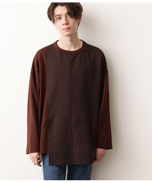 JUNRED（ジュンレッド）の「アシンメトリービックシルエットプルオーバー（Tシャツ/カットソー・メンズ・ブラック/キャメル・M/L）」の9枚目の写真