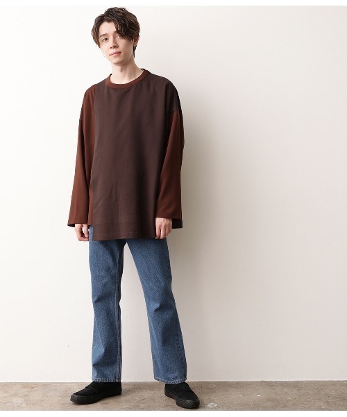 JUNRED（ジュンレッド）の「アシンメトリービックシルエットプルオーバー（Tシャツ/カットソー・メンズ・ブラック/キャメル・M/L）」の10枚目の写真