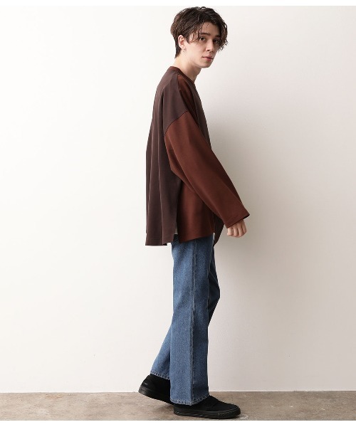 JUNRED（ジュンレッド）の「アシンメトリービックシルエットプルオーバー（Tシャツ/カットソー・メンズ・ブラック/キャメル・M/L）」の11枚目の写真