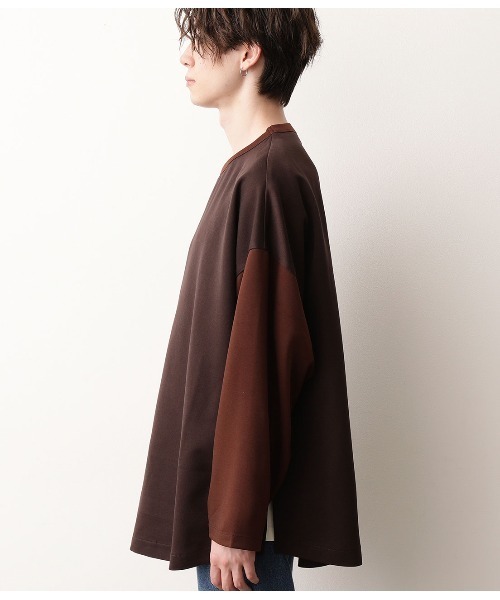 JUNRED（ジュンレッド）の「アシンメトリービックシルエットプルオーバー（Tシャツ/カットソー・メンズ・ブラック/キャメル・M/L）」の12枚目の写真
