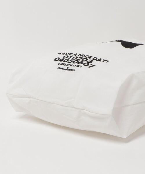 SUPERTHANKS(スーパーサンクス)の「『SUPERTHANKS』HAVE A NICE DAY! ECO BAG(エコバッグ/サブバッグ・レディース・ホワイト/ブラック・FREE)」の9枚目の写真