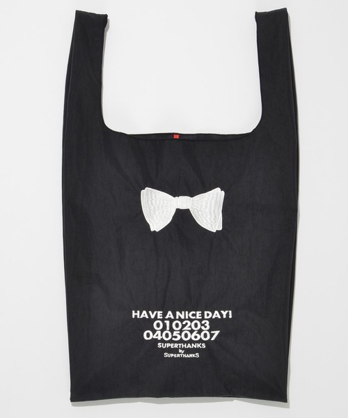 SUPERTHANKS(スーパーサンクス)の「『SUPERTHANKS』HAVE A NICE DAY! ECO BAG(エコバッグ/サブバッグ・レディース・ホワイト/ブラック・FREE)」の1枚目の写真