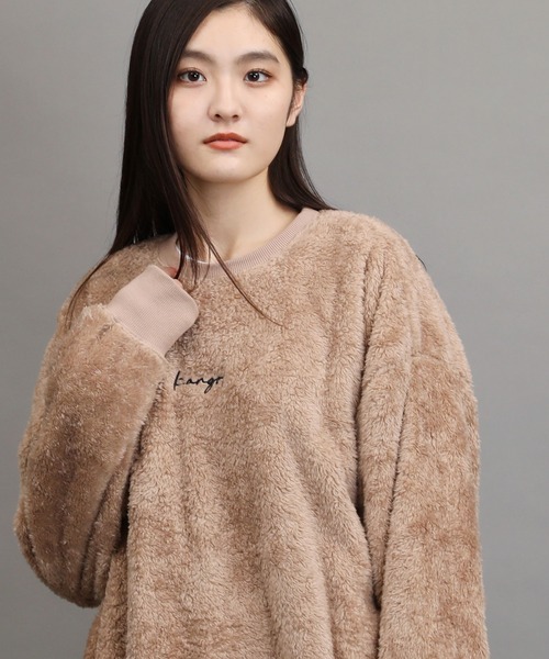 KANGOL（カンゴール）の「KANGOL / カンゴール 別注 コラボ オーバーサイズ ボア フリース クルーネック トレーナー（スウェット・メンズ・ベージュ/ブラウン/モカ/グレイッシュベージュ/オフホワイト/ブラック系その他/ホワイト系その他/ベージュ系その他/グレー系その他/ブラウン系その他/ブラック/グレー系その他2/グレー系その他3・SMALL/MEDIUM/LARGE/X-LARGE）」の10枚目の写真