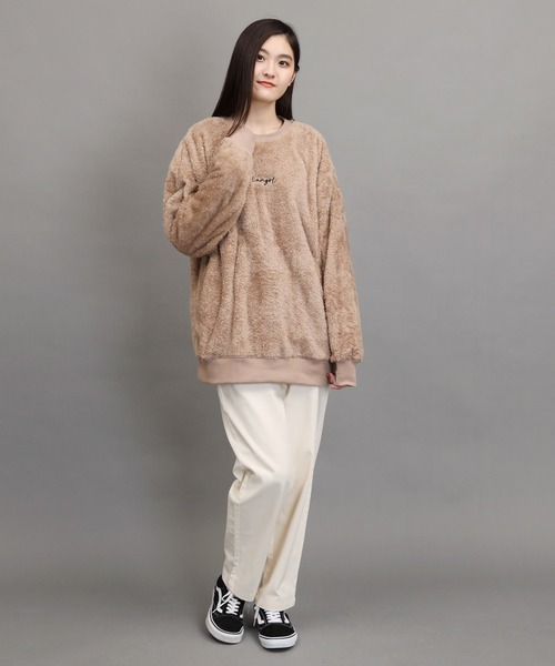 KANGOL（カンゴール）の「KANGOL / カンゴール 別注 コラボ オーバーサイズ ボア フリース クルーネック トレーナー（スウェット・メンズ・ベージュ/ブラウン/モカ/グレイッシュベージュ/オフホワイト/ブラック系その他/ホワイト系その他/ベージュ系その他/グレー系その他/ブラウン系その他/ブラック/グレー系その他2/グレー系その他3・SMALL/MEDIUM/LARGE/X-LARGE）」の20枚目の写真