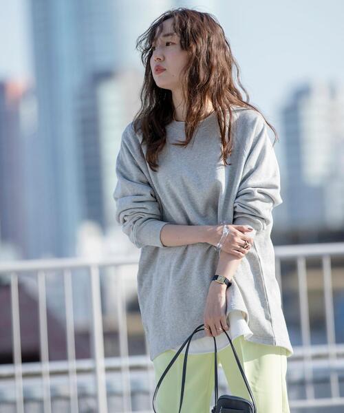 coen(コーエン)の「【WEB限定カラー】オーガニック混USAコットン裏毛ラグランクルーネックバックスリットスウェット(Tシャツ/カットソー・レディース・ブラック/ライトピンク/クリーム/ホワイト/グレー・FREE)」の3枚目の写真