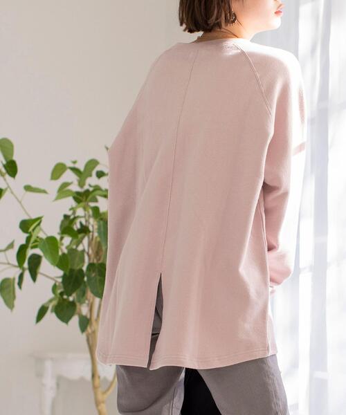 coen(コーエン)の「【WEB限定カラー】オーガニック混USAコットン裏毛ラグランクルーネックバックスリットスウェット(Tシャツ/カットソー・レディース・ブラック/ライトピンク/クリーム/ホワイト/グレー・FREE)」の5枚目の写真