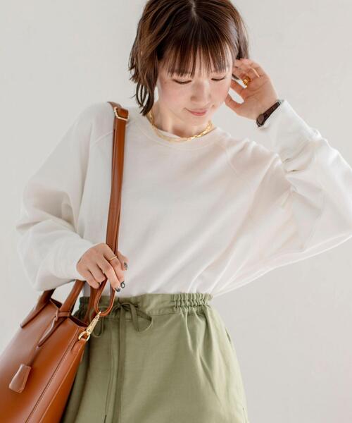 coen(コーエン)の「【WEB限定カラー】オーガニック混USAコットン裏毛ラグランクルーネックバックスリットスウェット(Tシャツ/カットソー・レディース・ブラック/ライトピンク/クリーム/ホワイト/グレー・FREE)」の6枚目の写真