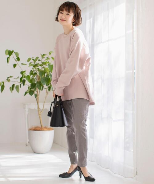 coen(コーエン)の「【WEB限定カラー】オーガニック混USAコットン裏毛ラグランクルーネックバックスリットスウェット(Tシャツ/カットソー・レディース・ブラック/ライトピンク/クリーム/ホワイト/グレー・FREE)」の19枚目の写真