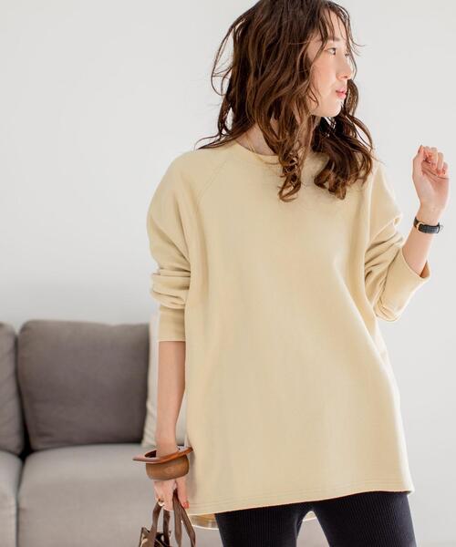 coen(コーエン)の「【WEB限定カラー】オーガニック混USAコットン裏毛ラグランクルーネックバックスリットスウェット(Tシャツ/カットソー・レディース・ブラック/ライトピンク/クリーム/ホワイト/グレー・FREE)」の13枚目の写真