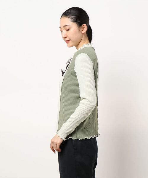 White Collection（ホワイトコレクション）の「【2021SS新作】T/Cワイドリブ配色メローカットソー（Tシャツ/カットソー・レディース・チャコールグレー/ライトブルー/イエロー/グリーン/アイボリー/グレイッシュベージュ・M）」の9枚目の写真